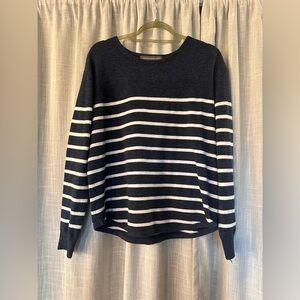 French Connection Navy and White Striped Sweater